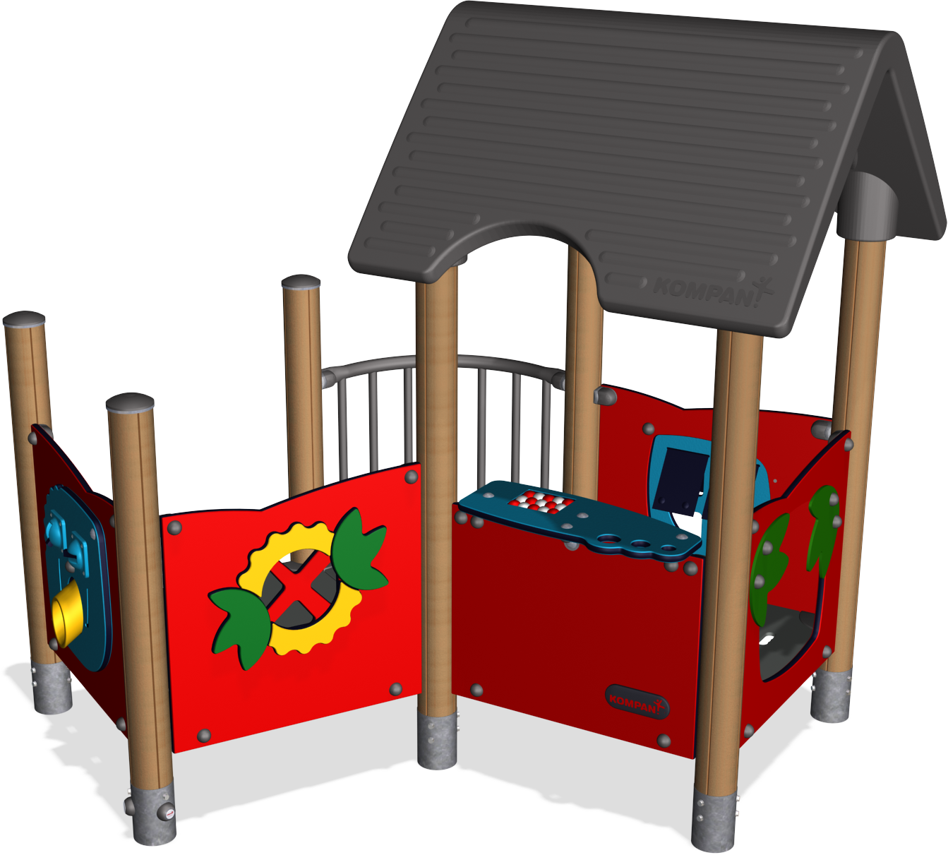 PLAYHOUSE WITH BALCONY, WOOD POSTS