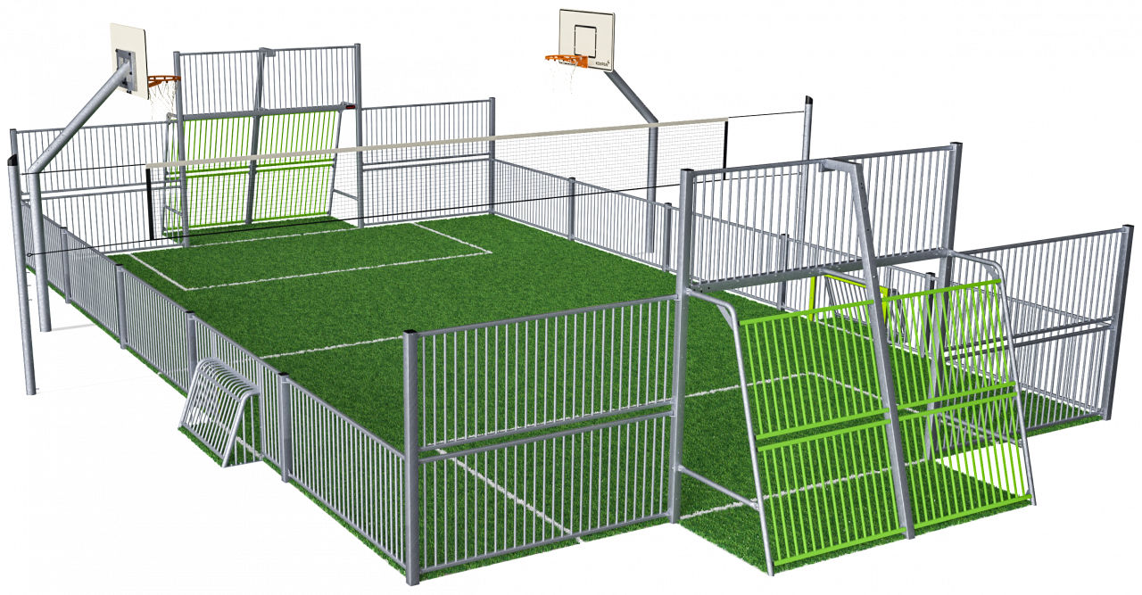 MUGA, 11x15 meter, Low 1m, Steel