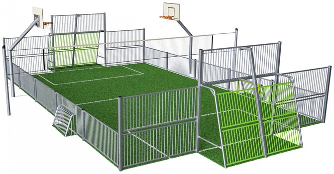 MUGA, 11x15 meter, Low 1m, Steel