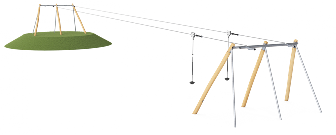 DOUBLE CABLEWAY FOR SLOPING GROUND