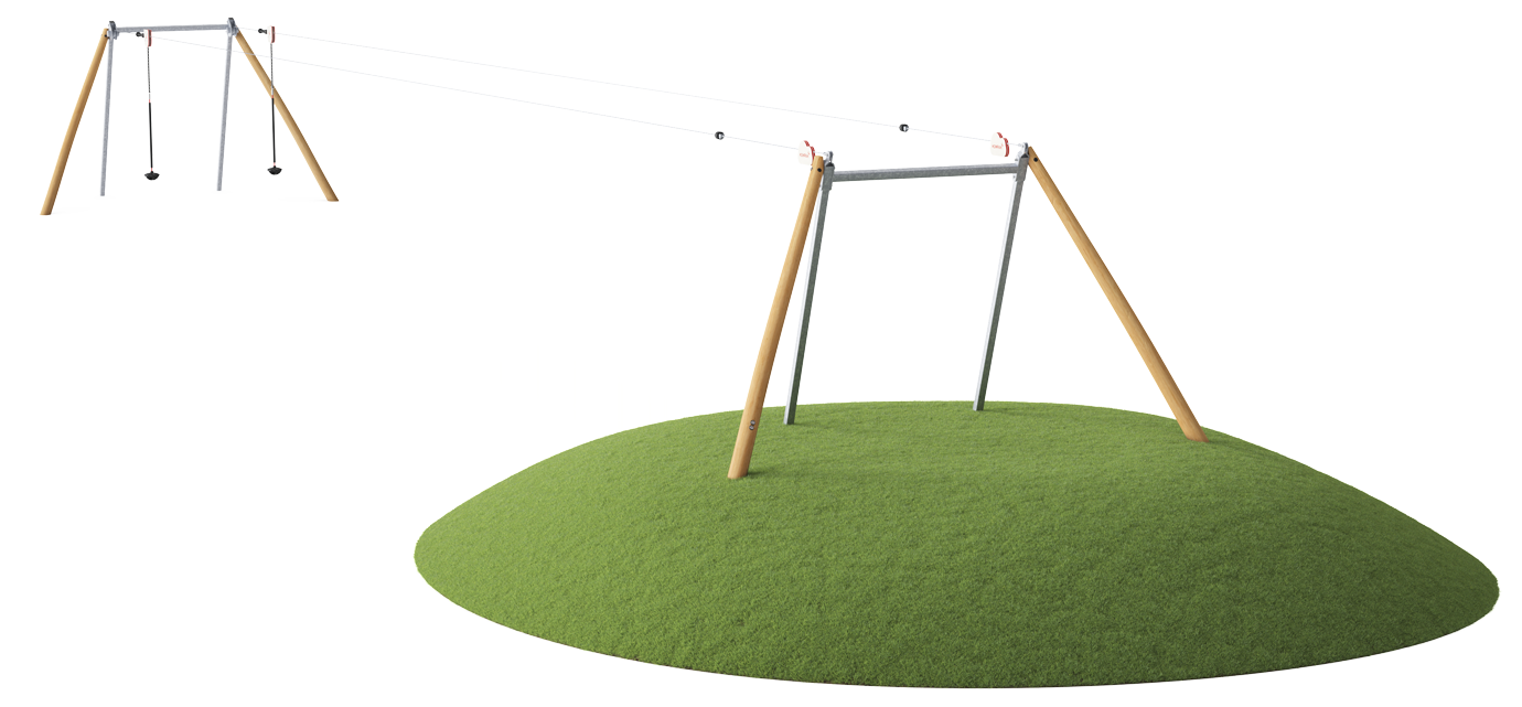 DOUBLE CABLEWAY, SLOPING GROUND