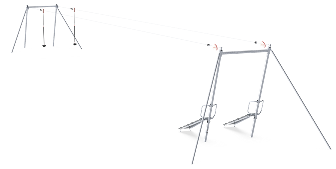 DOUBLE CABLEWAY WITH RAMPS, FLAT GROUND