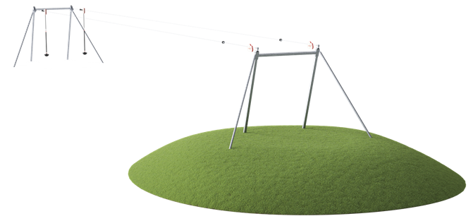 DOUBLE CABLEWAY, SLOPING GROUND