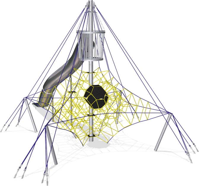 LARGE OCTA NET WITH CROWS NEST AND STAINLESS STEEL TUNNEL SLIDE