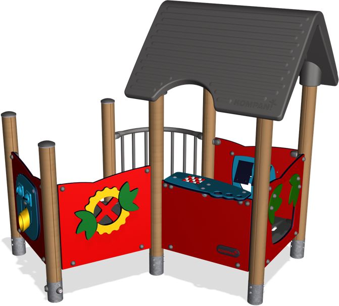 PLAYHOUSE WITH BALCONY, WOOD POSTS