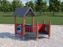 PLAYHOUSE WITH BALCONY, WOOD POSTS